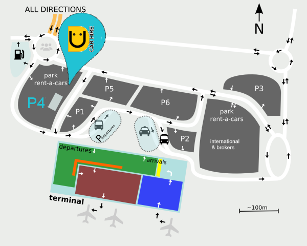 Udrive car hire loaction at Faro airport car park P4